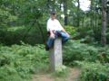 Hunter sits between CT and MA at the trailhead.JPG